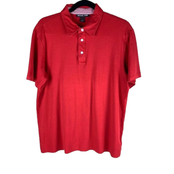 Men’s Red Golf Polo Shirt with Gingham Pattern Large - Picture 1 of 8